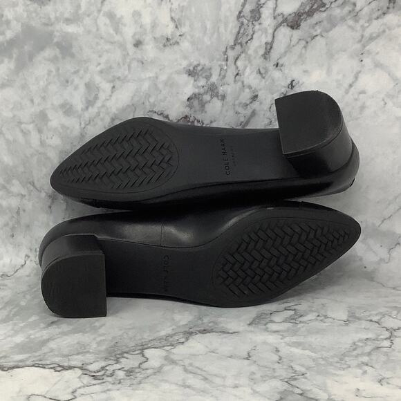 Cole Haan Women's 7B Black Leather The Go-To Block Heel Pump 45mm Slip On S1-15 - Picture 6 of 11